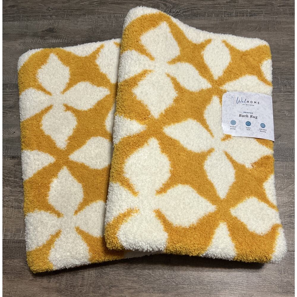 Welhome Printed Bath Rug Set Of Two Super Soft Anti Skid Bohemian Decor